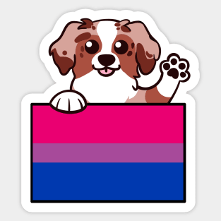 Love is Love Puppy - Red Merle - Bi Pride Flag Sticker